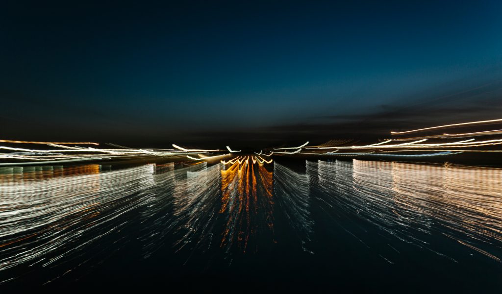Long exposure shot at night in Malaga port