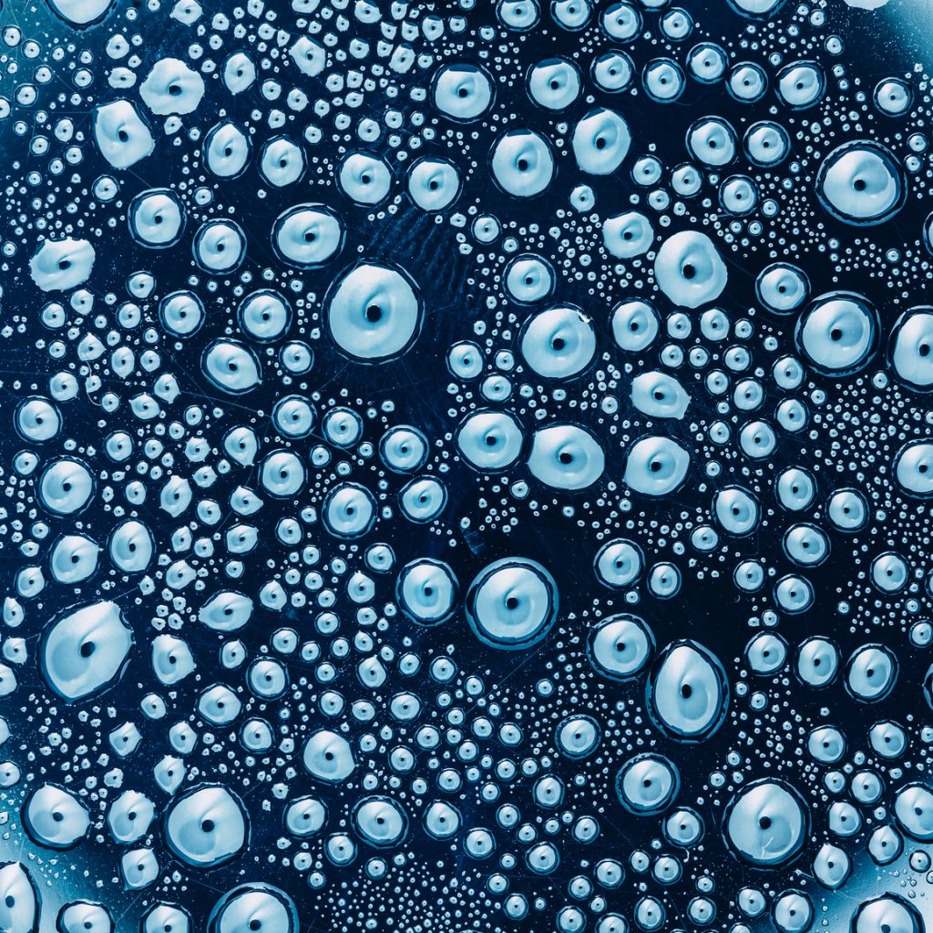 Close up of a surface with water drops
